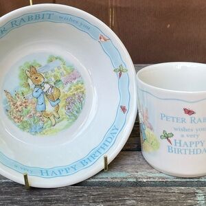 Wedgewood Peter Rabbit Birthday mug & bowl